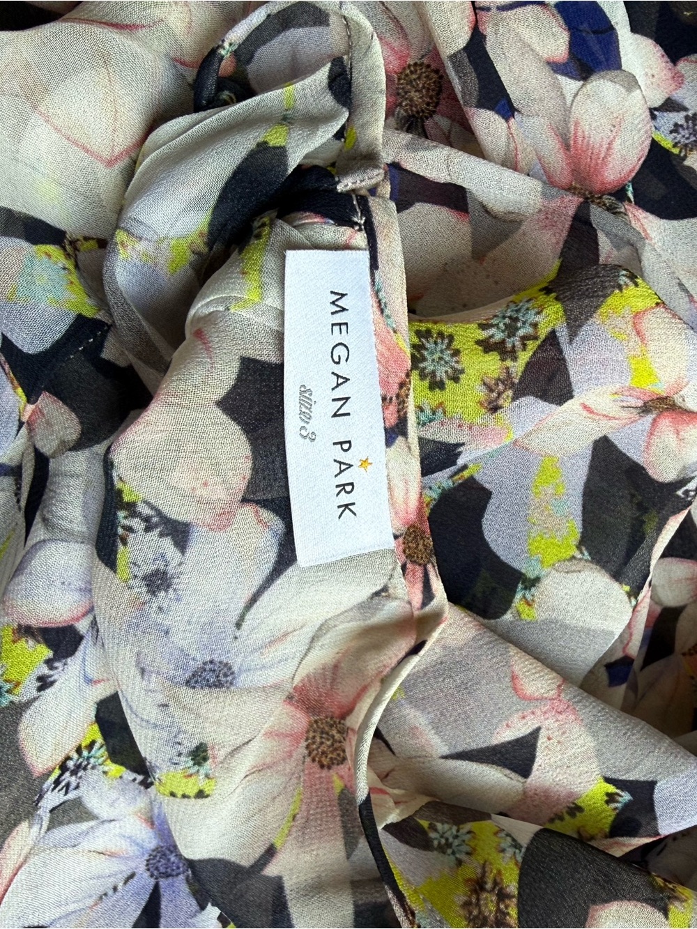 Megan Park Floral Print Pink and Black Blouse
